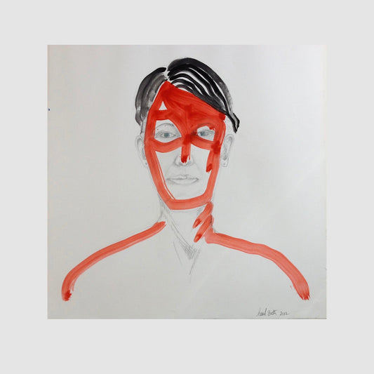 Self Portrait - Size: 92 x 85 cm, Medium: Oil on Fabriano