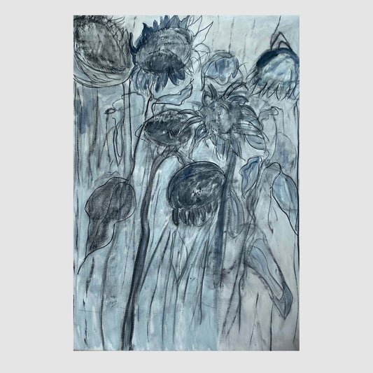 Sunflowers - Size: 89 x 63 cm, Medium: Ink on Fabriano