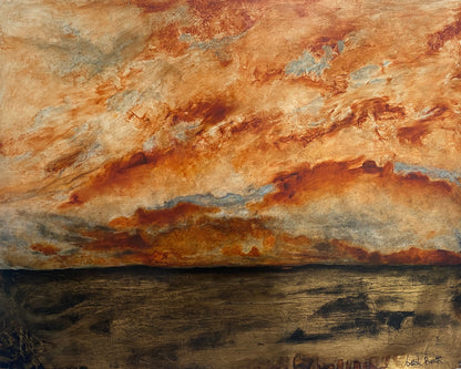 Scorched - Size: 59 x 75 cm,  Medium: Oil and Gold Leaf on Fabriano,  Framed