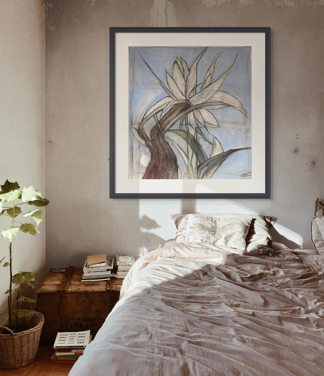 Botanical Drawing - Size: 92 x 77 cm, Medium: Oil/ Chalk on Fabriano