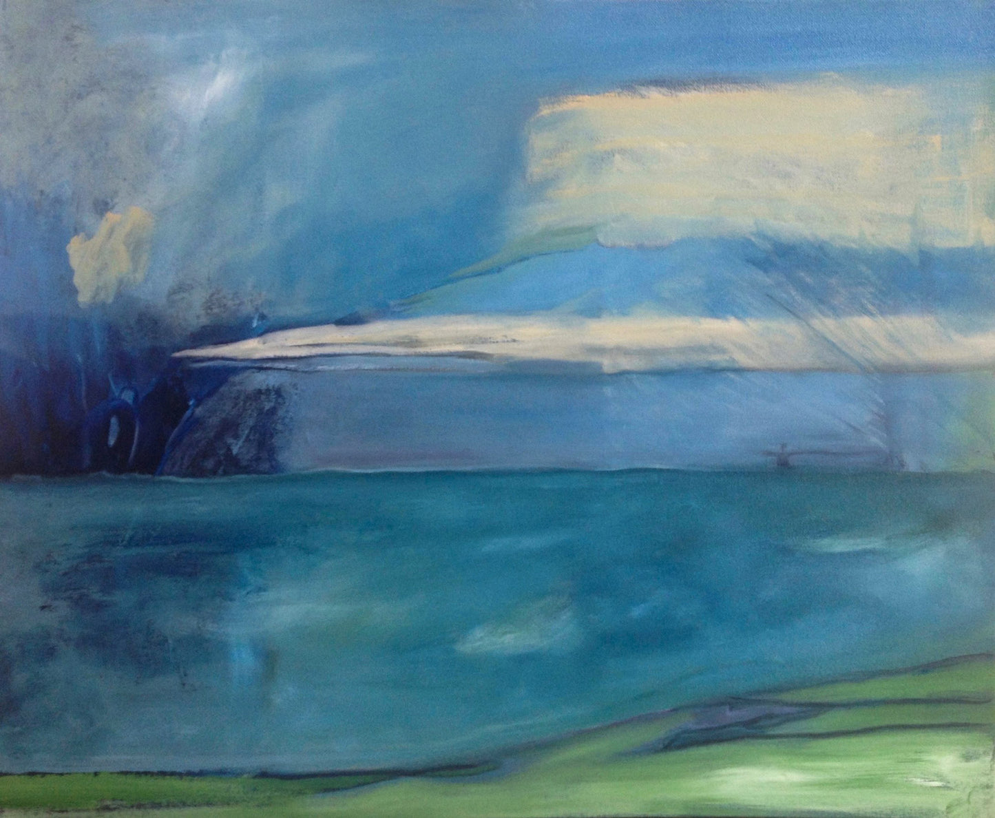 Dunlaoghaire Pier with Alexandra - Size: 51 x 61 cm,  Medium: Oil on Canvas Board